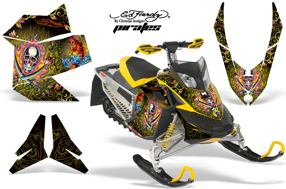 Skidoo REV XP Graphics Kit YELLOW EH Pirates